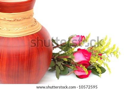 rose and wooden vase (love concept)