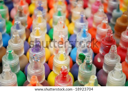 colorful bottles for painting