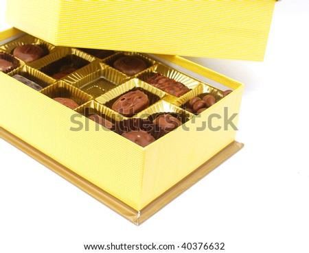 closeup on chocolate box