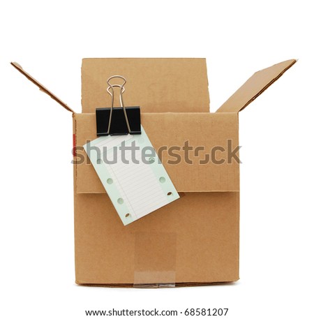 A packing corrugated box with check note