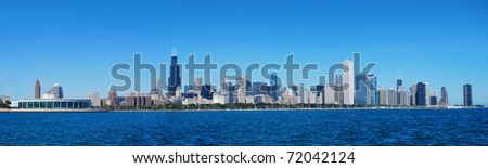 City of Chicago against blue sky