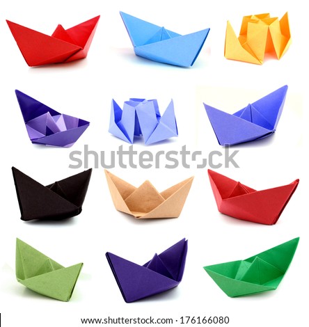 Origami paper ships