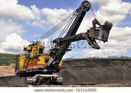 Excavator in the open-pit mine in northern Thailand - Mae Moh