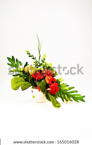 Bouquet of cloth flower isolated in white background