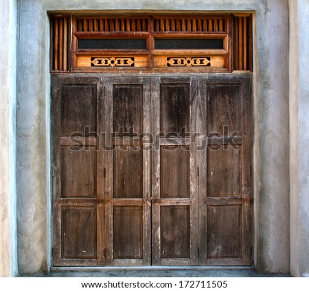 wooden door - frame wood architecture detail closed cement
