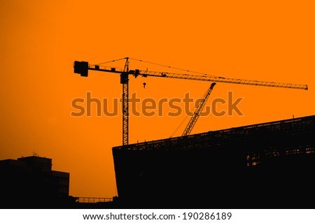 Construction site - silhouette built crane structure industry