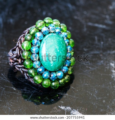 retro bead ring and gems - design handmade feminine jewels