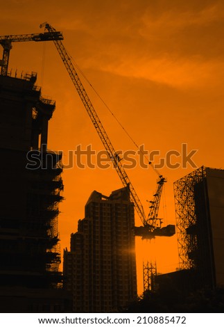 Construction site - silhouette built crane structure industry