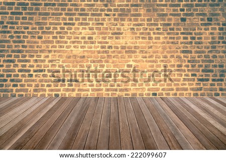 wood textured backgrounds in a room interior on brick wall  background