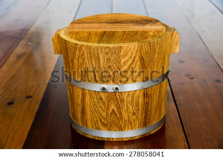 wooden bucket on wood floor