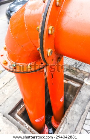 Bangkok Thailand - June 18, 2015 - Water pumping machinery is set up to help preventing the flooding in the city of Bangkok as it is the beginning of the fall season in Thailand.