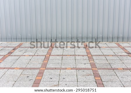 cement floor and galvanized steel plate wall background