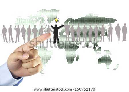 Hand push man workforce for work concept