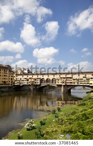 The view of Ancient bridge Ponte Vecchio in Florence, Italy.