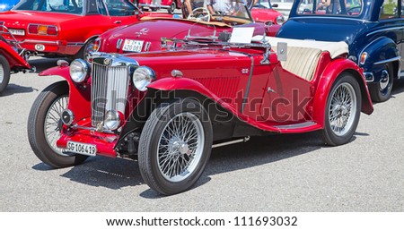 SCHWAEGALP - JUNE 27: Morgan MG Plus Four car (on the 7th International \