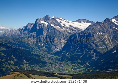 Famous village Grindelwald in swiss alps - starting point for train tours in the Jungfrau region