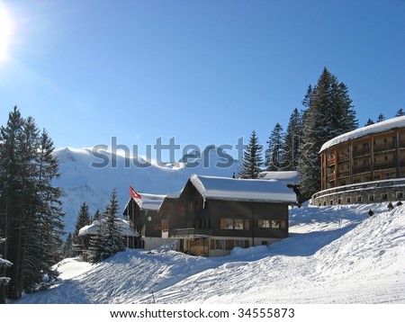 Winter holiday house in swiss alps