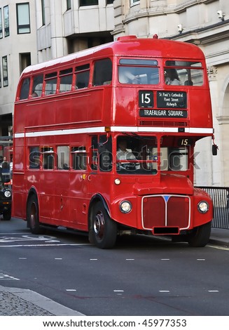 Red double decker on the streets of London