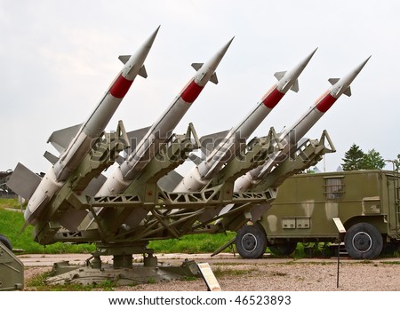 Russian Aircraft on Four Russian Anti Aircraft Missiles Stock Photo 46523893