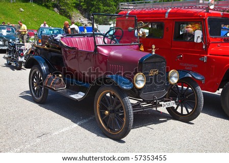 SCHWAEGALP - JUNE 27: Old Ford car on the 7th International \