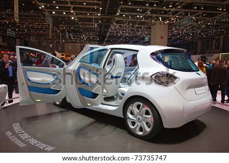 GENEVA - MARCH 8: The Renault Zoe concept car with electric engine and zero emission on display at the 81st International Motor Show Palexpo-Geneva on March 8, 2011  in Geneva, Switzerland.
