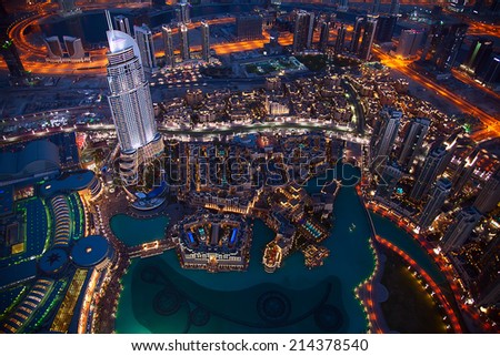 DUBAI UAE APRIL 27 Downtown Burj Dubai April 27 2014 in Dubai United Arab Emirates Dubai is biggest city of UAE and one of the most important financial centers of the Middle East economy DUBAI UAE APRIL 27 Downtown Burj Dubai April 27 2014 in Dubai United Arab Emirates Dubai is biggest city of UAE and one of the most important financial centers of the Middle East economy