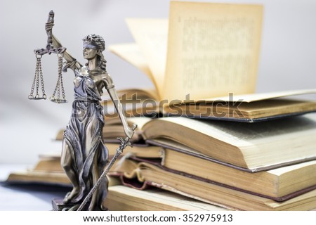 Law concept, statue and books