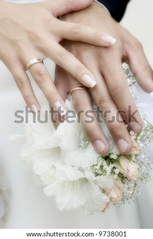 stock photo Wedding bouquet from white and pastel pink flowers 