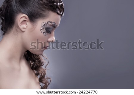stock photo Beautiful profile with eye face art