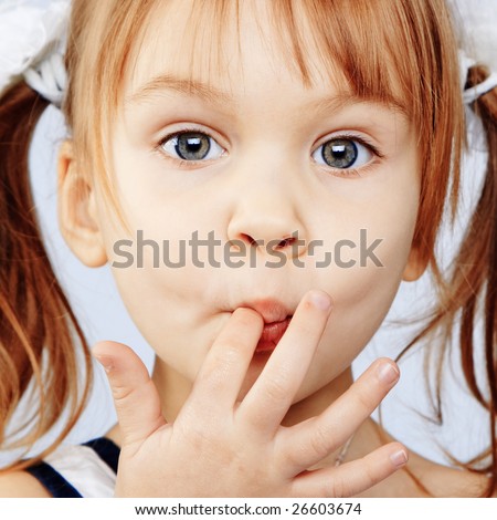 stock photo Portrait of funny lovely little girl