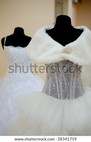 Mannequins With Dresses. wedding dresses on black