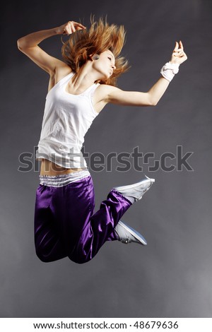 Teenage girl dancing hip-hop studio series
