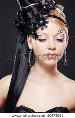 fantasy stage makeup. with fantasy hairstyle and