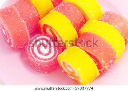 Colorful fruit-paste sweets close-up