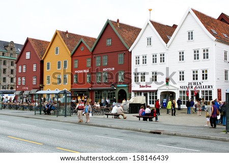 BERGEN, NORWAY - JULY 30: Colorful houses in Bergen, Norway on July 30, 2012