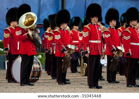 WINDSOR - MAY 16: The band of the Coldstream guards perform during the Windsor Royal Tattoo May 16, 2009 in Windsor, UK