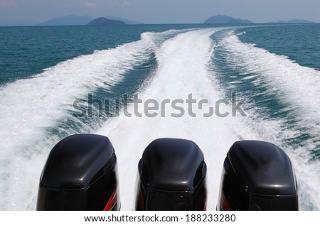 Speed Boat's Engines with Full Speed Drive