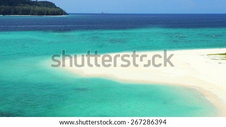 sea beach blue sky sand sun daylight relaxation landscape viewpoint for design postcard and calendar in thailand