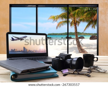 working table and window seat over looking the sea and beach