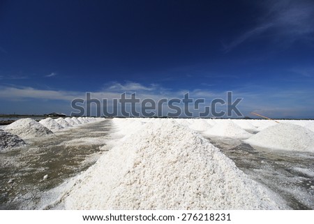 heap of salted harvesting in original tradition salt farm industry agricultural in coastal area central of thailand