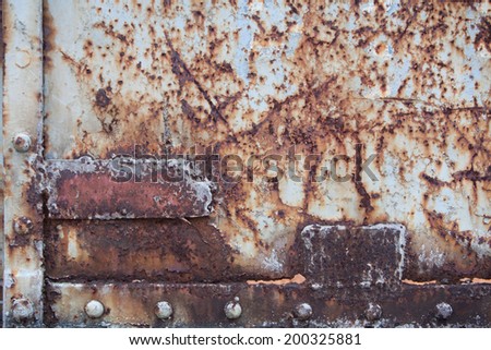 Rust on old steel train door