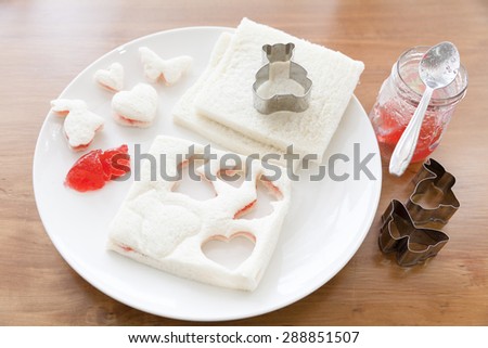 Bread press in cute shape with strawberry jam
