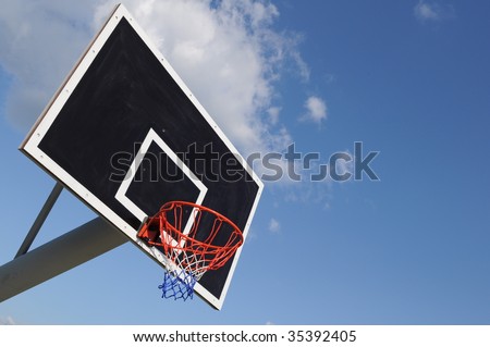 Basketball board in a blue sky background