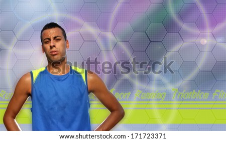 runner-faced effort on abstract background