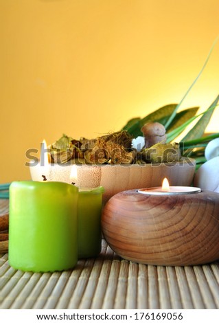 scented candles and salts for spas and massages