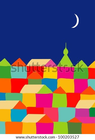 background with town. Illustration