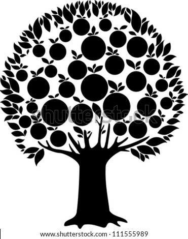 Fruit Tree Isolated On White Background. Vector Illustration