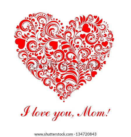 Happy Mother\'s Day! Greeting card.Celebration background with heart and place for your text.  Illustration