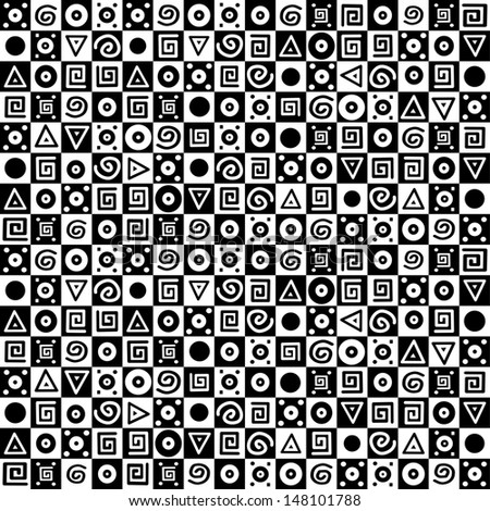 Black and white geometric seamless pattern. Illustration