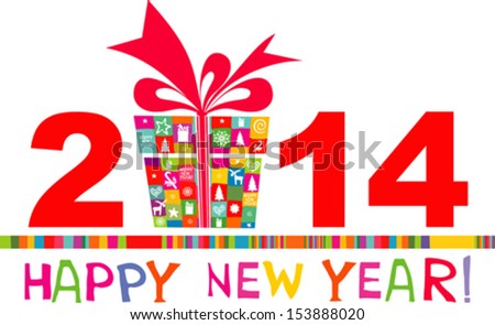 2014 Happy New Year Greeting Card Or Background. Vector Illustration